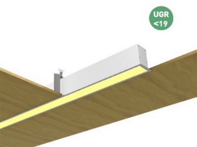 LUZ: Luminária Linear de Recesso sem corte LED, UGR<19, 2835 LEDs, 90 lm/W